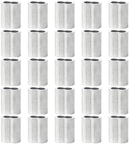 POFET Repklämma 8 mm aluminium kvävningsklämmor rostfritt för expanderrep/presenningsrep/gummirep (25-pack)