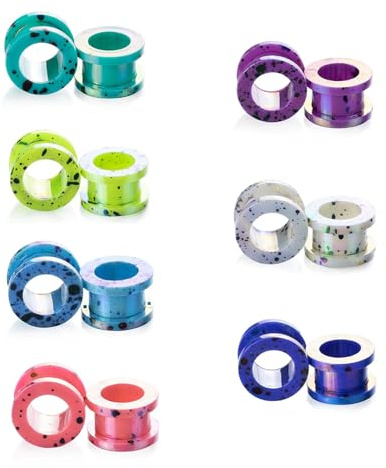GUSXPPD 7 Paires Ecarteur Tunnel Plug, Acrylique Tunnel Plug Gauge Earrings, 2-12mm Extenseur D'Oreille Flexible, Acrylique Oreille Tunnel Forme De Double éVasé