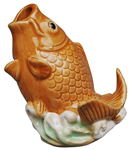 HEMOTON Fontana Da Stagno Statua Di Pesce in Ceramica Decorazione Da Giardino Ugello Per Fontana Da Esterno Figura Di Pesce in Ceramica Scultura Da Giardino