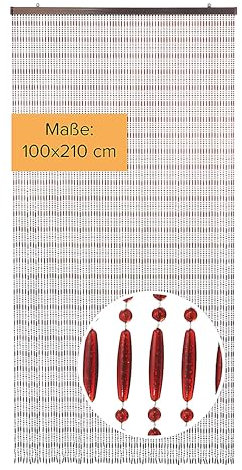 Kobolo Türvorhang Amber, 100x210 cm, 80 Stränge, braun, Perlenvorhang aus Kunststoff, dekorativer & pflegeleichter Fliegenvorhang und Raumteiler für Balkon, Terrasse, Küche & Innenbereiche