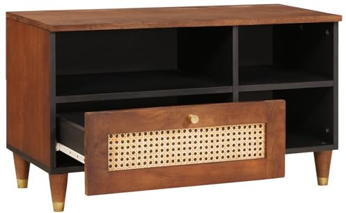 Tidyard Media Storage Cabinets & Racks Brown Cane and solid mango wood Media Entertainment Center Model4018897