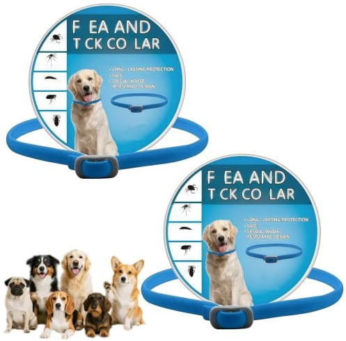 2PCS Durable & Powerful Dog Col/lar,Fle/a & Ti/ck Treatment Col/lar(Blue)