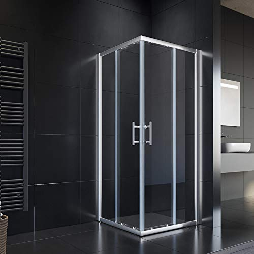 SONNI Duschkabin/duschavskiljare 70 x 70 x 195 cm hörningång dubbel skjutdörr äkta glas
