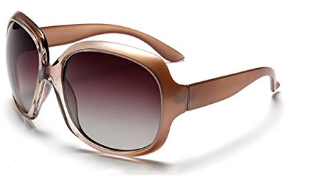 Lunettes de Soleil Femme Polarisées avec Étui QIXU Oversized Ronde Retro Vintage Fashion Verres UV400 Protection (Café)