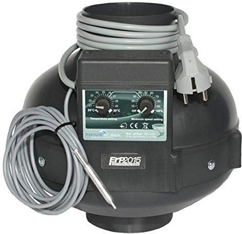 Prima Klima Rohrventilator Temperatur- und Drehzahl gesteuert 280cbm / 100mm