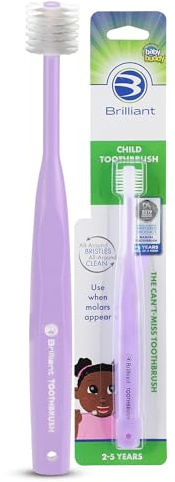 Brilliant Oral Care Child Toothbrush with Soft Bristles and Round Head, for a Kid Approved, Easy to Use All-Around Clean Mouth, Ages 2-5 Years, Lilac, 1 Pack