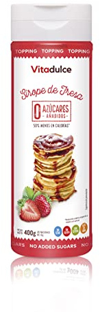 Sirope de fresa sin azúcares añadidos, Sirope bajo en calorías, Topping de fresa 400 gr - Vitadulce