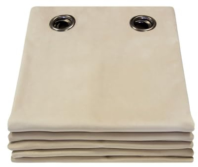 Moondream DecibelControl™ Rideau Anti-Bruit 3en1 | Isolation Phonique | Thermique Hiver+Été | 100% Occultant | Technologie Brevetée | Fabrication UE | Velours | Oeillets | Beige MC15 | 130L x 260H cm