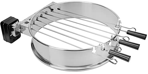 only fire Shish Kabob Set with Stainless Steel Ring, Automatic Skewers Turner for Weber 22 Kettle and Other Similar Kettle Grills