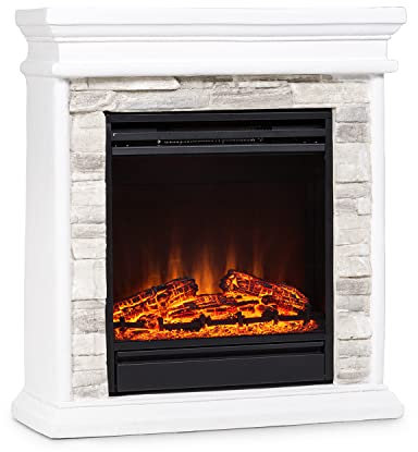 Klarstein Nevis Peak - Caminetto Elettrico con Potenza di Riscaldamento di 1800 W, Camino Finto con Timer, Temperatura: da 10 a 30 °C, Effetto Fiamma LED, Telecomando Incluso