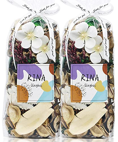 Qingbei Rina Lot de 2 sacs de pot-pourri printaniers parfumés à la vanille, fleurs séchées décoratives blanches, parfum d'intérieur, remplissage de vase de salle de bain, 238 g|2 sachets