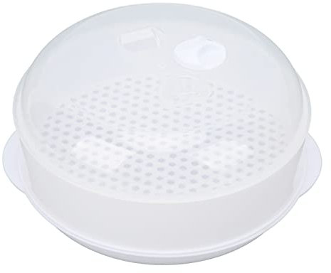Vaporiera per Microonde, Contenitore per Microonde Vaporiera Riscaldata con Coperchio Cestello per Cottura a Vapore(Misura Media a Strato 23x11cm)