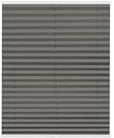 Lichtblick Plissee Klemmfix nach Maß, ohne Bohren, verspannt, Hitzeschutz, Blickdicht, Made in Germany, Thermoplissee - Grau 50 cm x 130 cm (B x L)