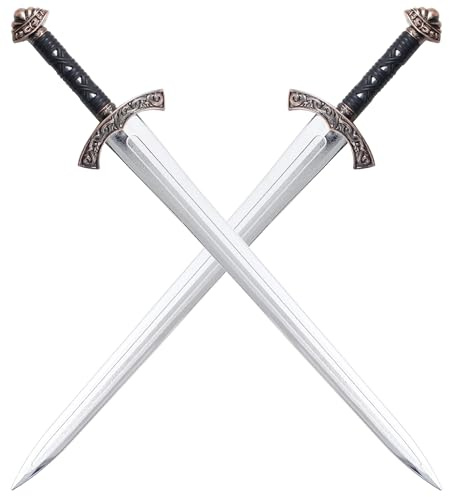 Pack 2 Epees Plastique Epees Medievale Lancelot Argent en Polypropylene Epee 1 Main Entrainement