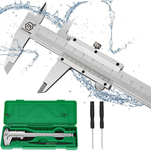 Oumuik Calibrador Vernier Caliper 150mm 6 Pie de Rey Acero Inoxidable Calibre Calibrador Vernier Precisión Herramienta de medición Micrómetro con Dos Destornilladores