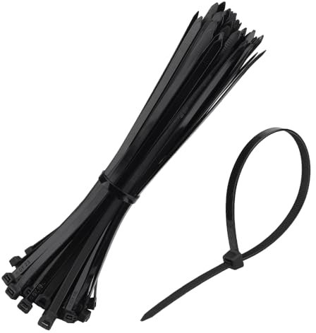 300mm x 7.6mm Breit,100 Stück Kabelbinder UV-beständig, Zugfestigkeit 55 kg, geeignet für Industrie, Gartenbau und Kabelbranche，Ideal für die Organisation von Kabeln in Haushalt und Büro （Schwarz）