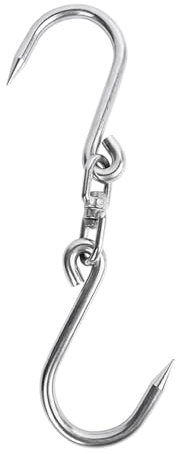 SATONBEYI 1pcs Swiveling Meat Hooks for Hanging, 11.8 Inches Stainless Steel Butcher Hook 8mm Heavy Duty Meat Processing Smoking Hook for Smoker Butchering Boning Hanging Deer Beef Fish Grilling