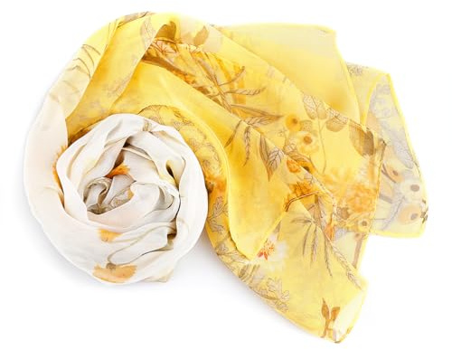 Thyonta Printed Chiffon Scarf Summer Rustic Style Thin Women's Silk Scarf Sun Shawl Suitable for Daily Life, Party Wearing