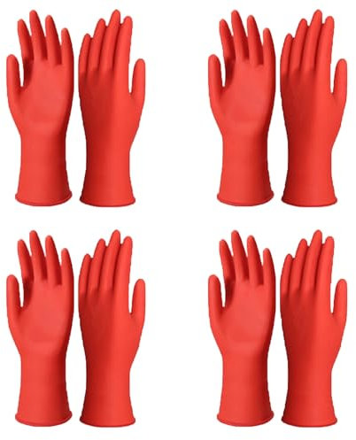 4 Paare Putzhandschuhe Leicht Und Bequem Gummihandschuhe Kann Den Mobilen Bildschirm Berühren Haushaltshandschuhe(Rot,S)