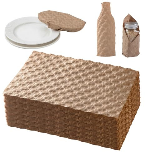 Kraftpapier Bubble Polsterblätter, umweltfreundliche Verpackung für Versand und Umzug Moving, langlebig, geruchsfrei, nachhaltige Alternative zu Plastik-Luftpolsterfolie (29 x 20 cm,120 Stück)