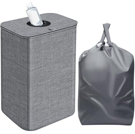 Hyunlai Pfandflaschen Sammelbehälter mit Deckel Abnehmbarem Beutel, 100L Recyclingbehälter Pfandflaschen Aufbewahrung Mülleimer Küche Pfandbehälter Sammel-Behälter Leergut Altglas Aufbewahrung (grau)