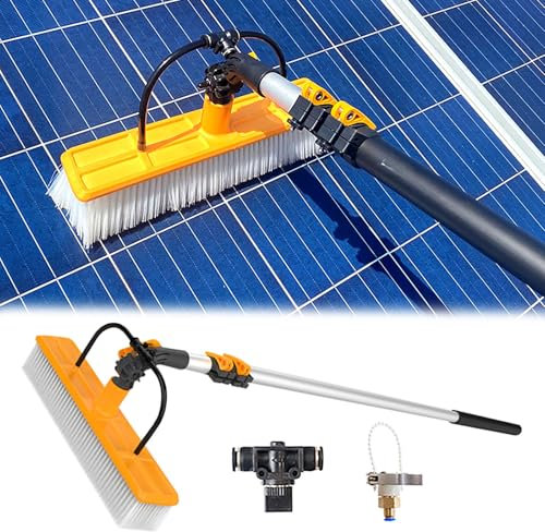 Lavavetri Tergivetri Puliscivetri Attrezzatura Per Il Lavaggio Di Pannelli Fotovoltaici Telescopici Con Adattatore A Collo Di Cigno Regolabile/giunto Universale, Kit Palo Alimentato Ad Acqua E Strumen