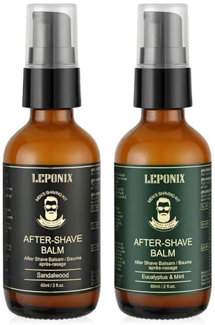 Crema Dopobarba Uomo | Post Rasatura Idratante & Rinfrescante | 60ml Eucalipto + 60ml Legno di Sandalo | Lenisce e Previene le Irritazioni | Per una Pelle Perfettamente Liscia