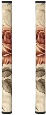 ZSUUGJ Copertura per maniglia della porta del frigorifero con rosa bianca e rossa, copertura per maniglia del frigorifero, maniglie lavabili per elettrodomestici da cucina, protezione decorativa per