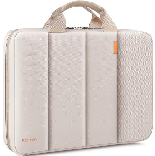 ROEPHY 17 Pouces Housse pour Ordinateur Portable Imperméable Anti-Choc Sac Ordi Pochette Tablette pour 17-17.3 Notebook/Chromebook/Ultrabook/Gamebook/Dell/Acer/HP/MSI/ASUS, Beige