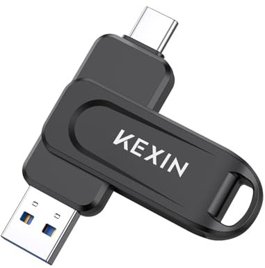 KEXIN USB C Stick 128GB USB Stick 3.0 OTG 100MB/s 2-in-1 Speicherstick C 128 GB Dual Flash-Laufwerk für PC, Auto, Smartphone iPhone 15/16 Schwarz