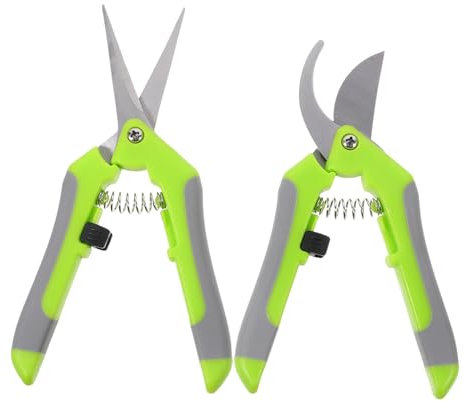 NUOBESTY 2 Piezas Tijeras de Jardín con Antideslizante Tijeras de Inoxidables Flores Plantas Pequeñas Herramientas de Jardinería de Bonsáis Cultivos