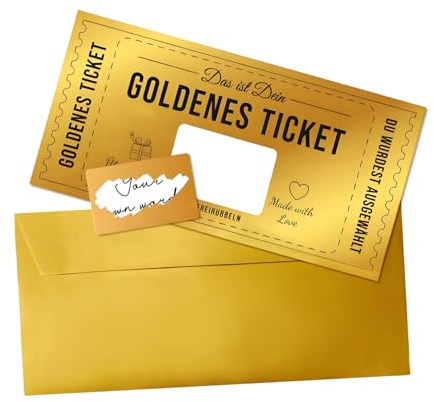 Ztolbriy Cupón Dorado Rasca y Gana, Tarjeta Regalo Personalizada para Sorpresas y Aniversarios, Presentación Premium