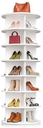 Zapatero Giratorio 360 Redondo, Organizador Giratorio Zapatos Bolsos, 7 Niveles 360 Carrusel Estantería de Almacenamiento de Plástico para Armario Esquinero de Baño Armario Dormitorio Entrada