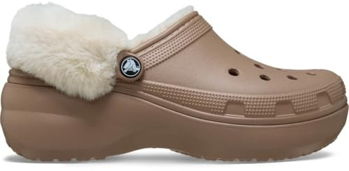 Crocs Classic Platform Fuzz Lined Clog Latte Size 6 UK Women