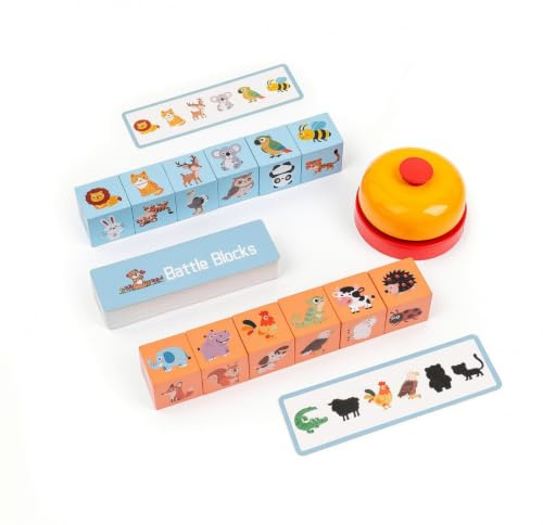 MFMEXUL Children Matching Puzzle Wooden Animal Matching Game Sorting Game Picture Recognition Set With Bell Button For Motor Skills Suitable for indoor play classroom stations weekend activities