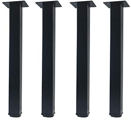 QLLY 16 inch Adjustable Metal Furniture Legs, Square Office Table Desk Leg, Table Leg, Set of 4 (Black)
