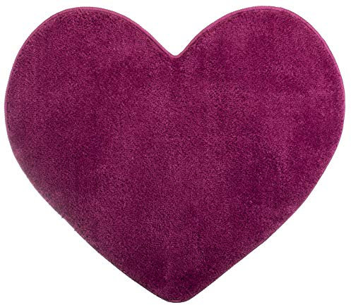 Brandsseller Herz Badematte 70x80 cm Badteppich Badvorleger Badezimmerteppich Duschvorleger Lila