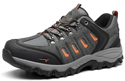 NORTIV 8 Sneakers för män sommar vandring ventilerande skor med skyddande tå halkfria vandringsskor, Grå, 48 EU
