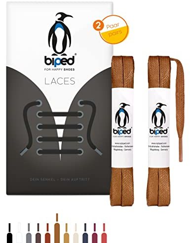 biped LACES 2 paires de lacets cirés plats - en coton 7 mm - lacets indéchirables premium pour chaussures en cuir, boots, chaussures de loisirs et de travail z2916(#25 light brown,120 cm)