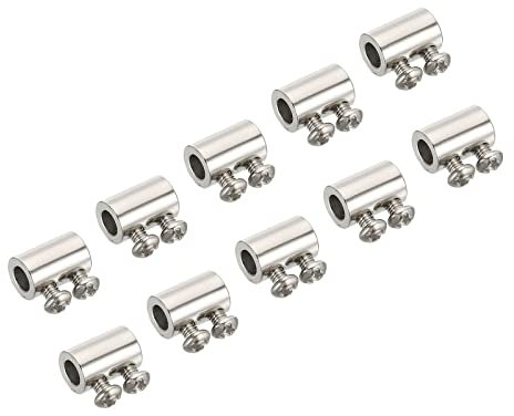 PATIKIL 8x11.6mm Alambre Cuerda Clips, 10uds Acero Cable Abrazaderas 3.6mm Dobles Agujeros Cable Bloqueo Cuerda Accesorios Clip con M3*0.5 Tornillos para Cable