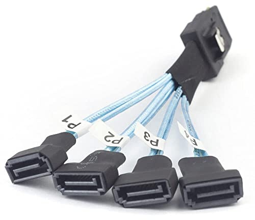 Tillåten MINI SAS SFF-8087 till 4 portar SATA 7P-anslutningskabel för server (0,1 m, svart)