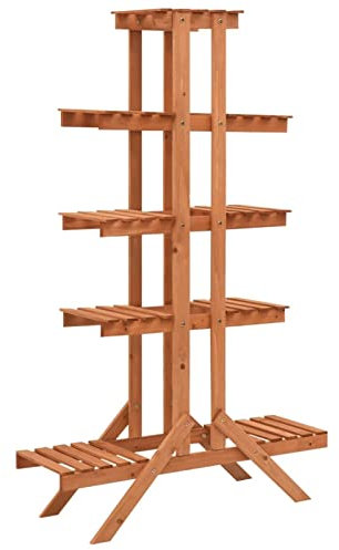 Homgoday Étagère à fleurs - Étagère pour plantes - Banc de fleurs - Escalier pour plantes - Étagère pour salon, jardin, balcon - Décoration - 83 x 25 x 132 cm - En bois de sapin massif
