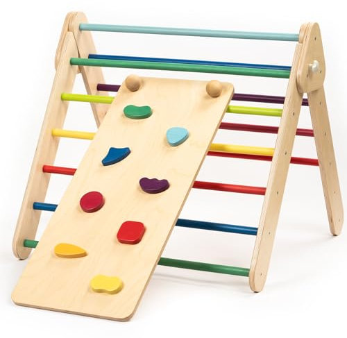 leg&go Montessori Kletterdreieck Indoorspielgerät aus Holz für Kinder