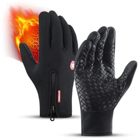 Sanctiond Freezer Thermo Handschuhe, Freezer Thermo Handschuhe, mit wasserabweisender Beschichtung und Touchscreen-Funktion (Black, M)