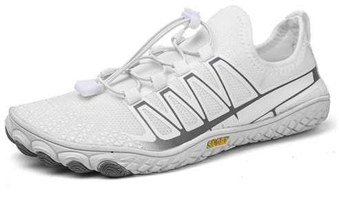 AONEGOLD Chaussures Aquatiques Homme Femme Chaussure de Plage Chaussures d'eau Chaussons de Sport Piscine Léger Respirant Antidérapant Chaussures de Surf Yoga(Blanc,42 EU)