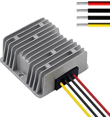 Car Voltage Stabilizer 4A, Waterproof DC Voltage Regulator Surge Protector Power Supply Stabiliser for Car, Truck, Boat, Solar System – DC 10-36V Input, Stable 12V Output