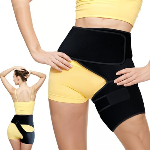Astorn Soporte de Cadera y Muslo para Pierna Izquierda (Large) - Faja Ajustable para Ciática, Ingle, Muslo, Isquiotibiales, Artritis, y Nervio Ciático para Hombres y Mujeres