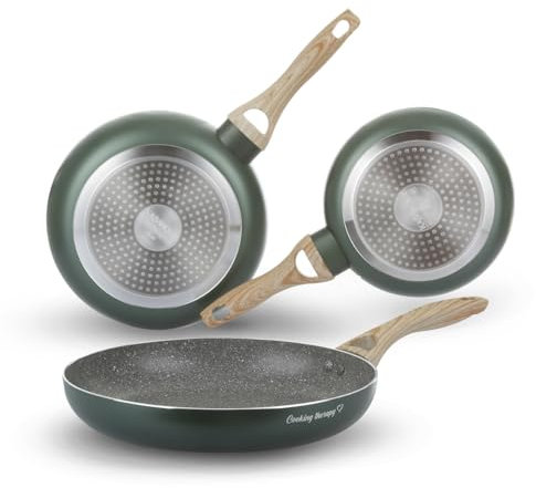 Set 3 padelle 20, 24 e 28 cm verde Cooking Therapy