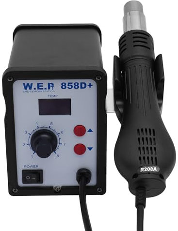 Estación de soldadura de aire caliente, 700 W, estación de soldadura SMD, estación de retrabajo con 3 boquillas de aire caliente, indicador digital de temperatura LED, 100-450 ℃ para calentar estaño y