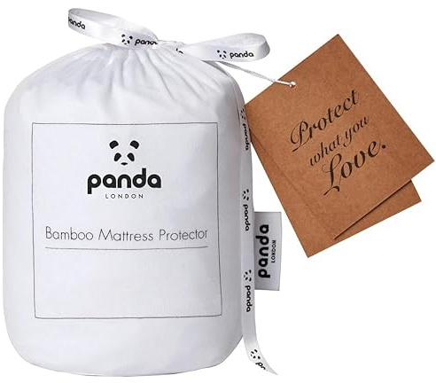 Panda bambu madrasskydd – EU kejsare – vattentätt, allergivänligt, extra djup passform 32 cm